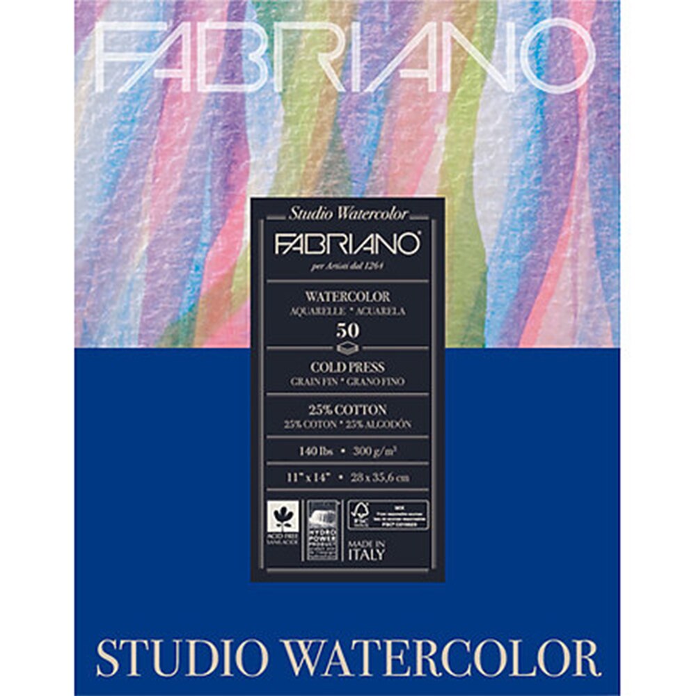 Fabriano Studio, 140#, ColdPress, Watercolor, Pad, 300gm, 12, Sheets